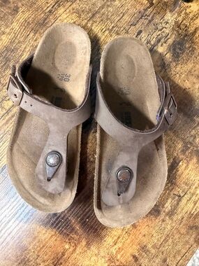 Birkenstock Kids Brown Suede Toe-Post Sandals